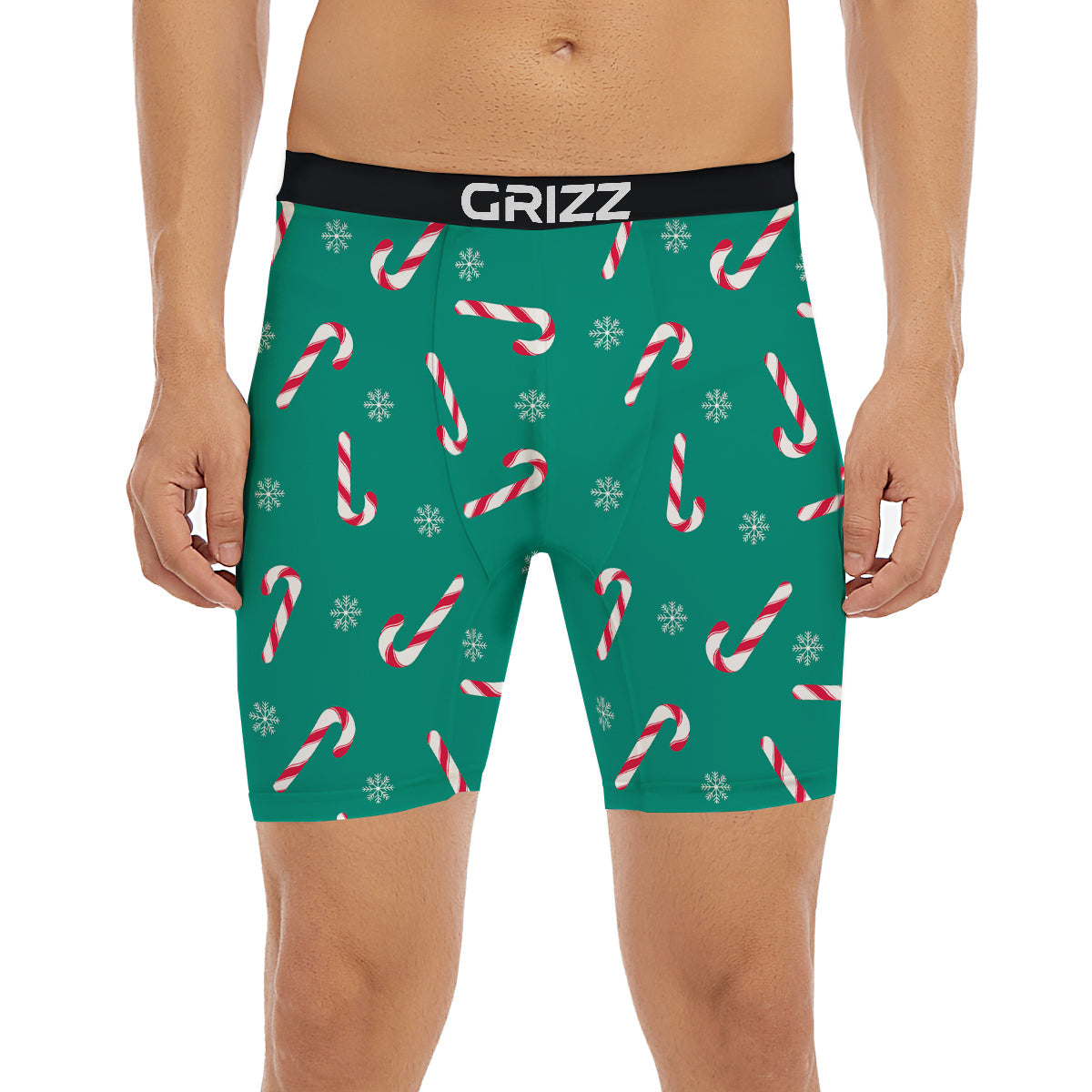 Candy Cane Xmas Print Pattern Boxer Briefs-grizzshop