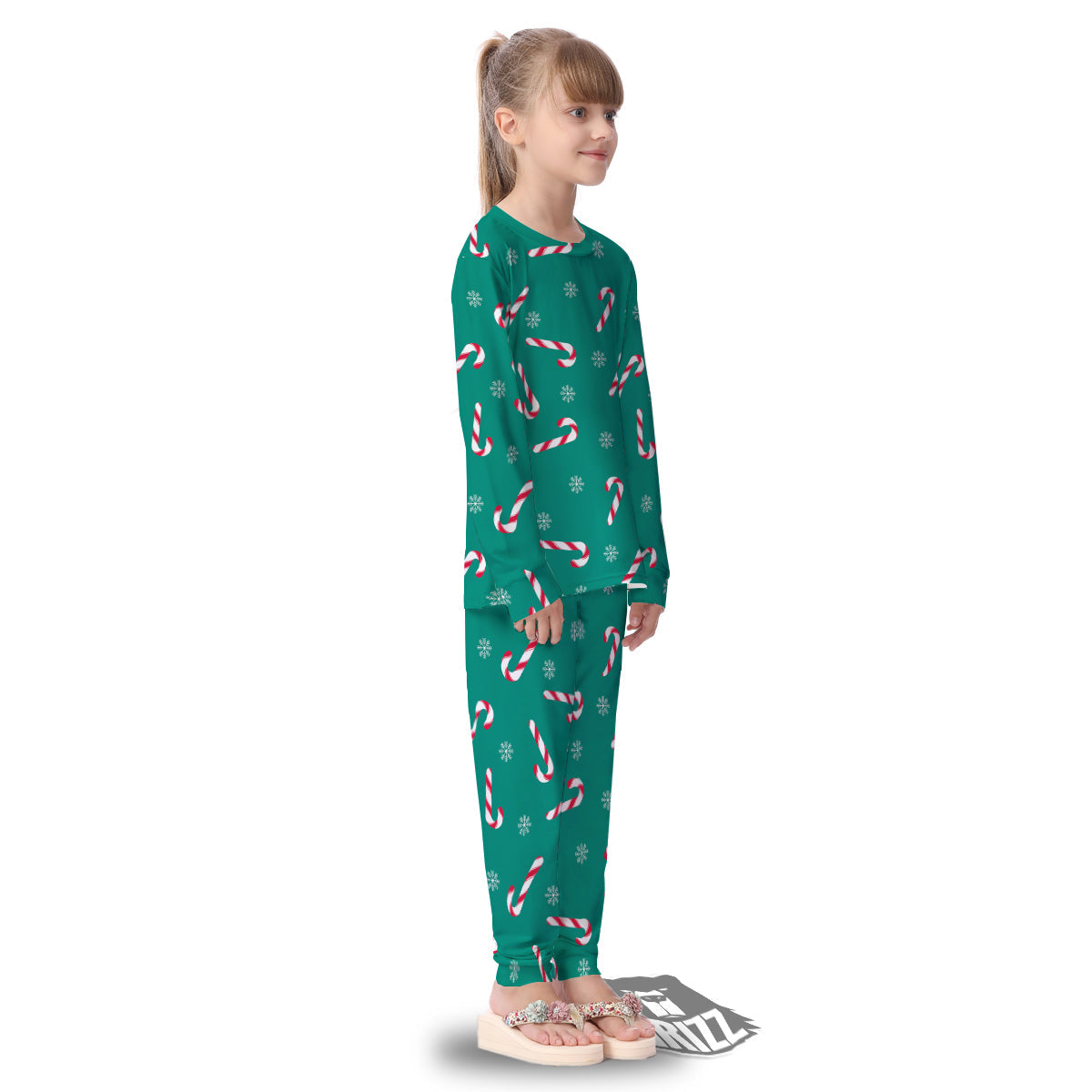 Candy Cane Xmas Print Pattern Kid's Pajamas-grizzshop