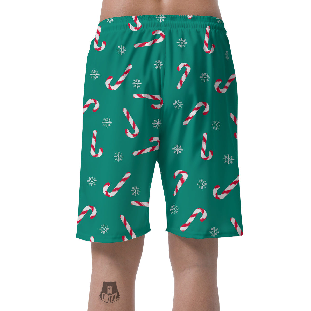 Candy Cane Xmas Print Pattern Men's Shorts-grizzshop
