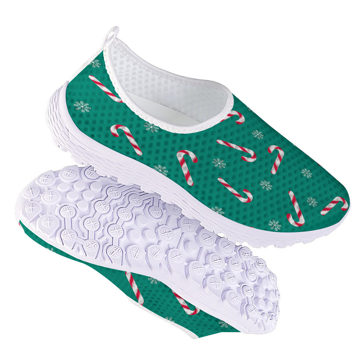 Candy Cane Xmas Print Pattern Nurse Shoes-grizzshop