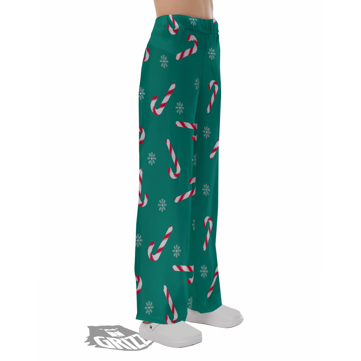 Candy Cane Xmas Print Pattern Pajama Pants-grizzshop