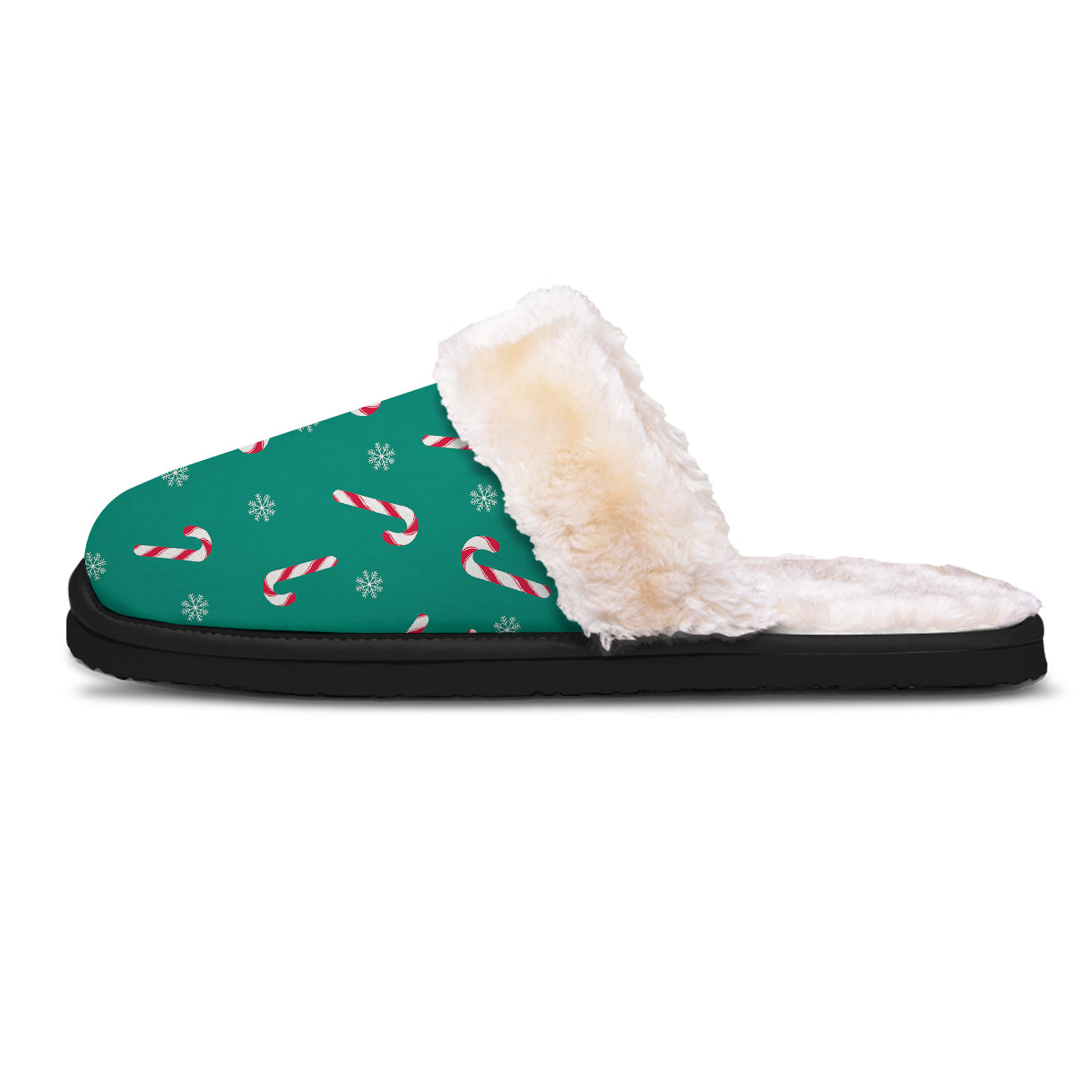 Candy Cane Xmas Print Pattern Slippers-grizzshop