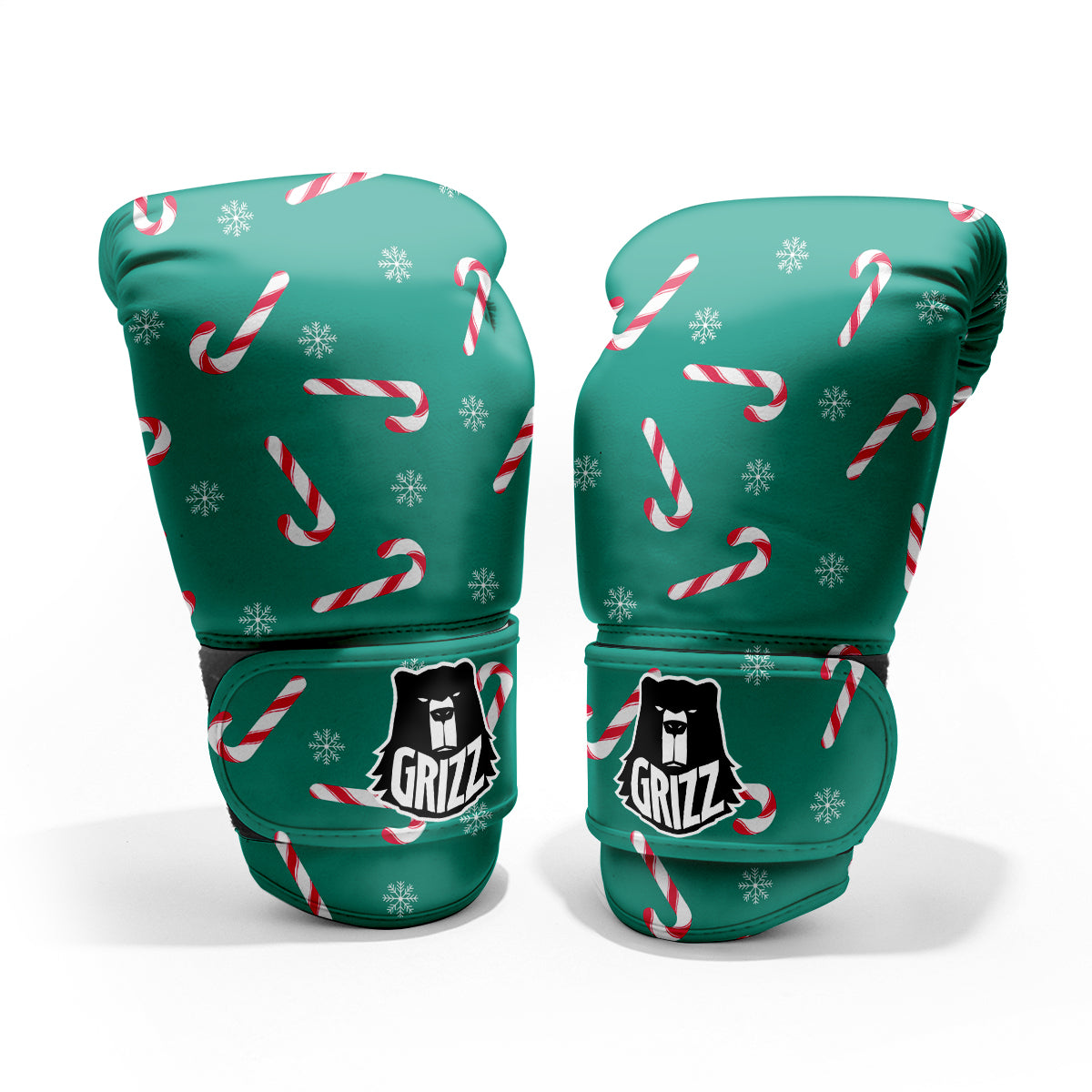 Candy Cane Xmas Print Pattern Pro Boxing Glove