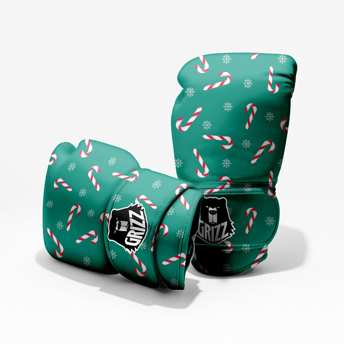 Candy Cane Xmas Print Pattern Pro Boxing Glove