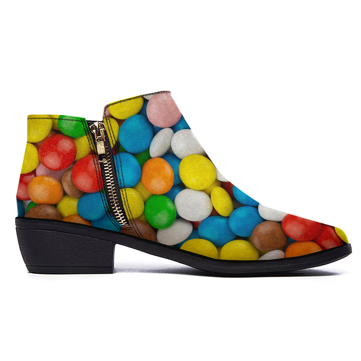 Candy Chocolate Colorful Print Ankle Boots-grizzshop