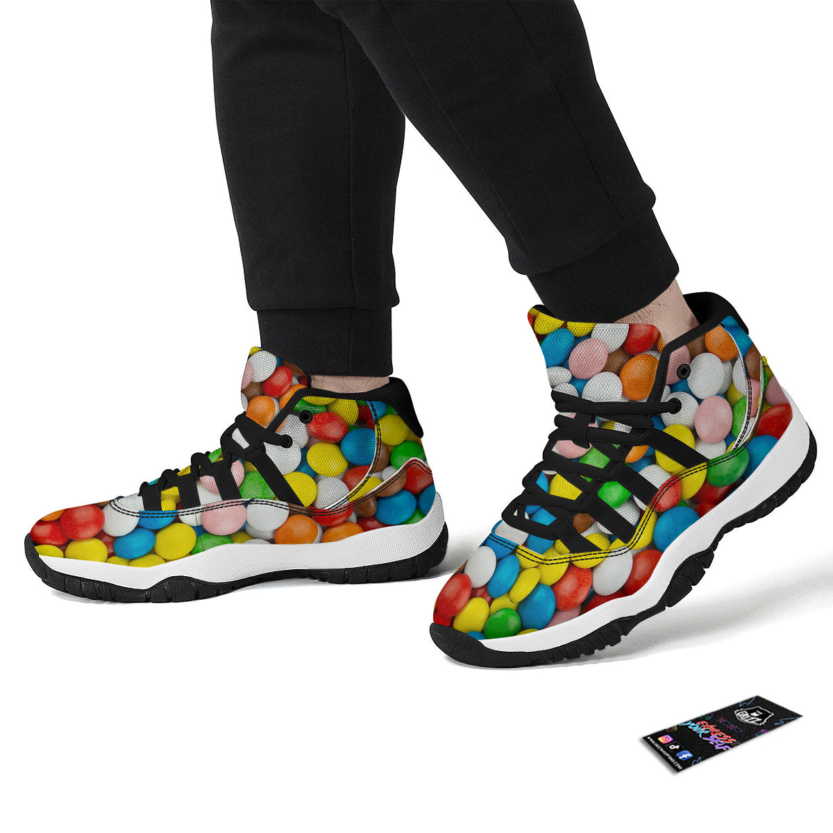 Candy Chocolate Colorful Print Black Bball Shoes-grizzshop