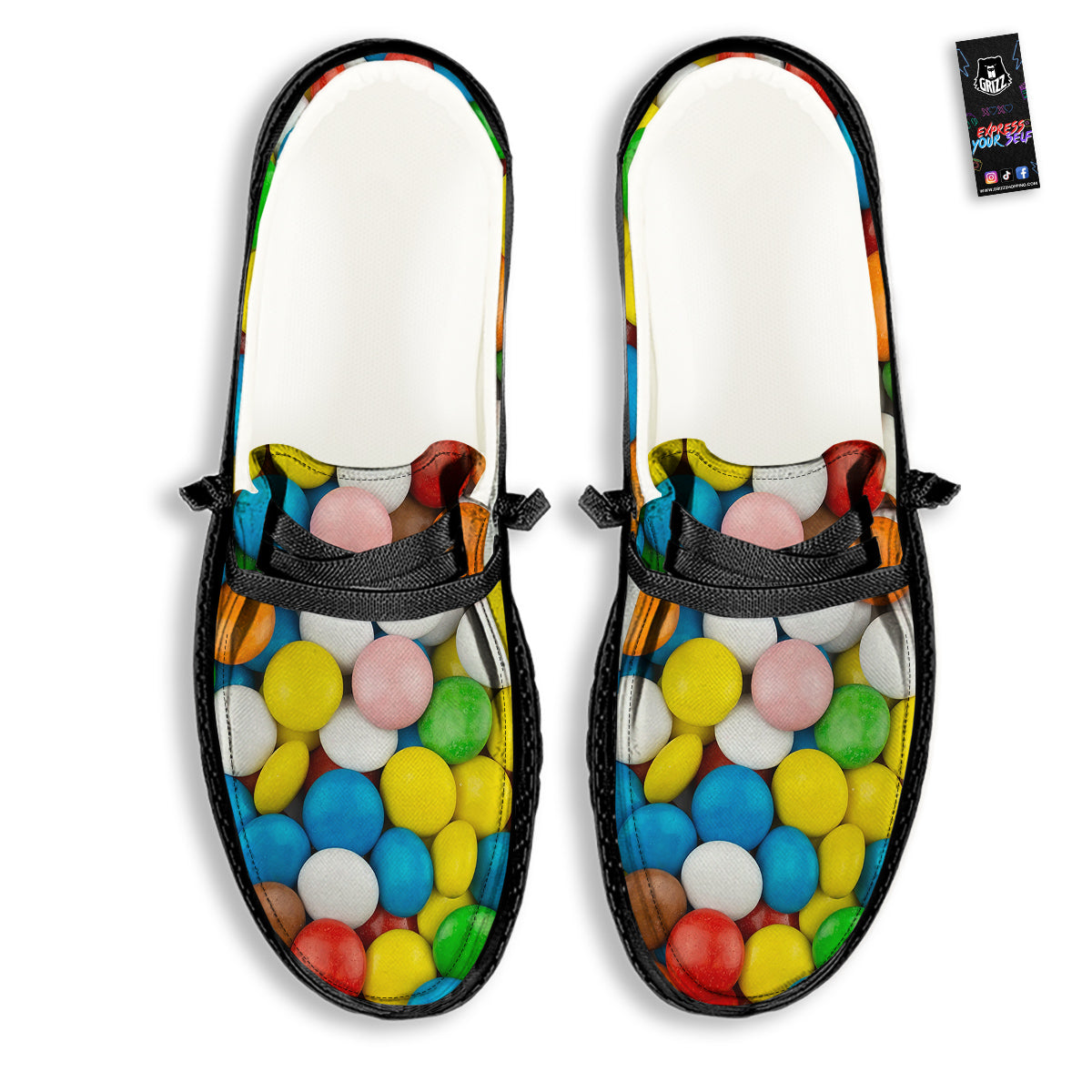 Candy Chocolate Colorful Print Black Loafers-grizzshop
