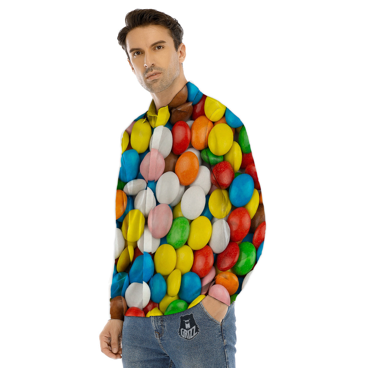 Candy Chocolate Colorful Print Men's Dress Shirts-grizzshop