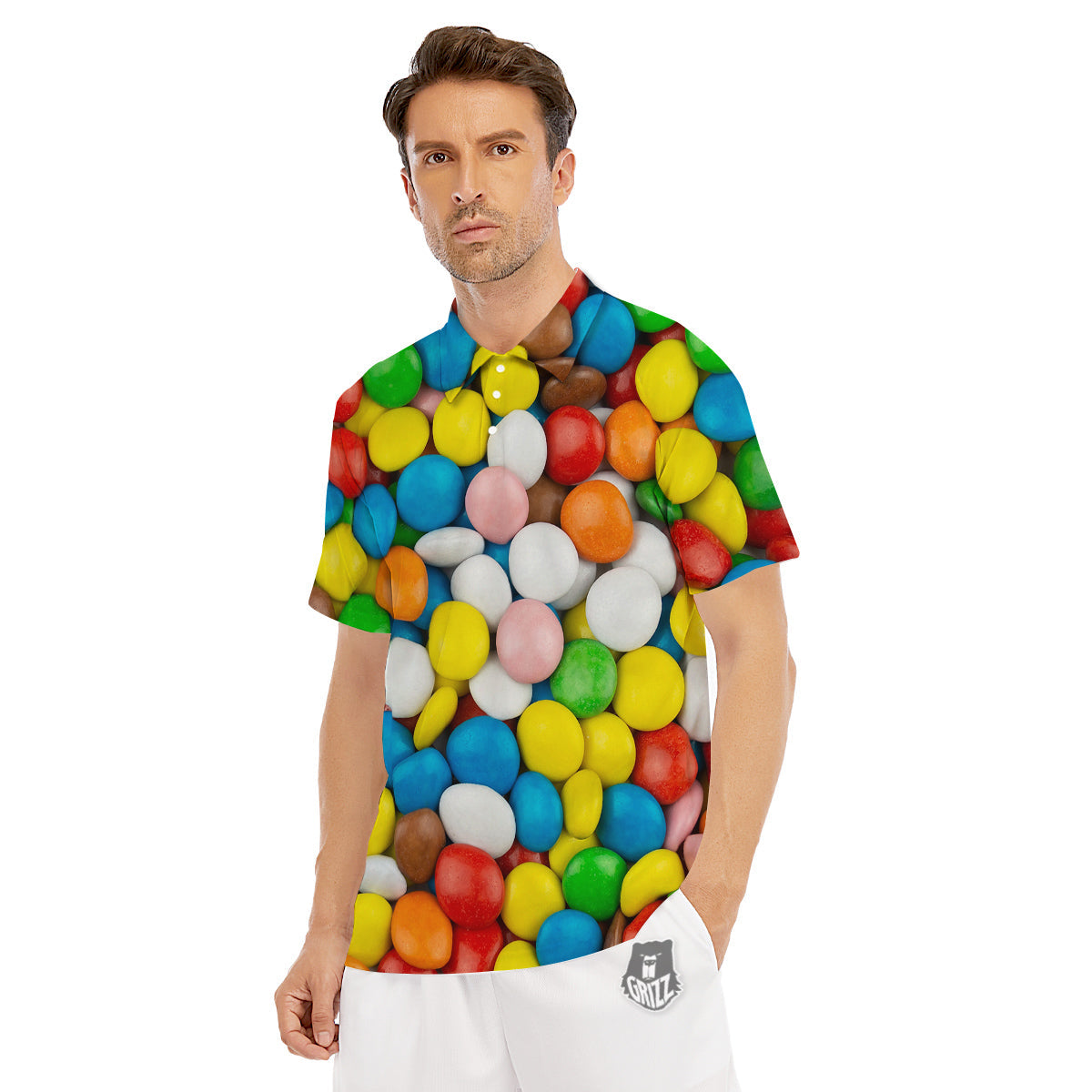 Candy Chocolate Colorful Print Men's Golf Shirts-grizzshop