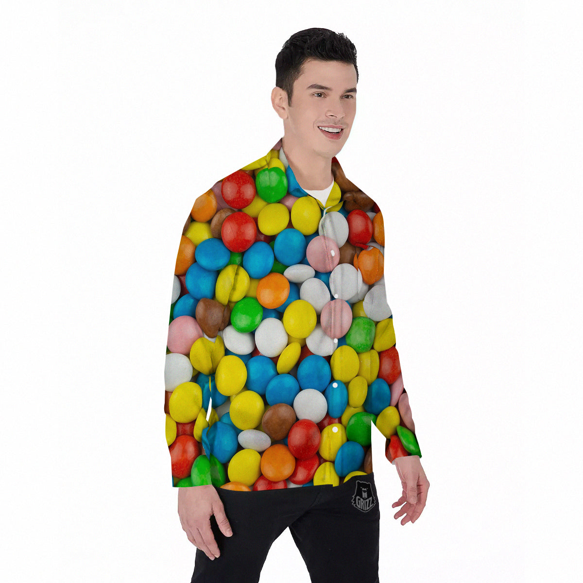 Candy Chocolate Colorful Print Men's Long Sleeve Shirts-grizzshop