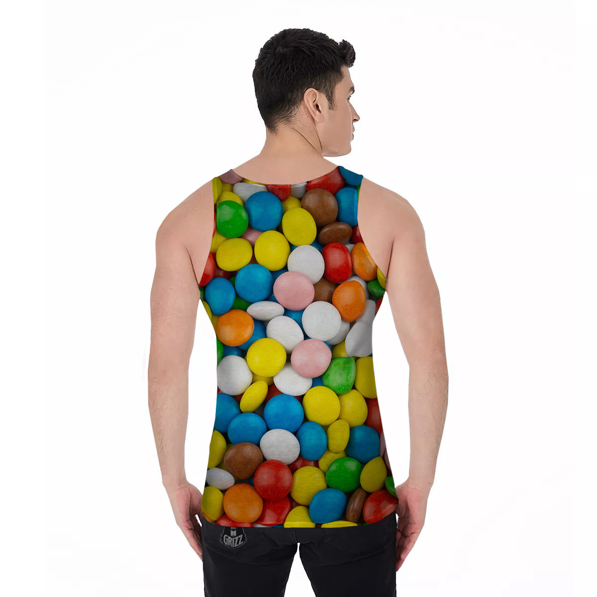 Candy Chocolate Colorful Print Men's Tank Top-grizzshop