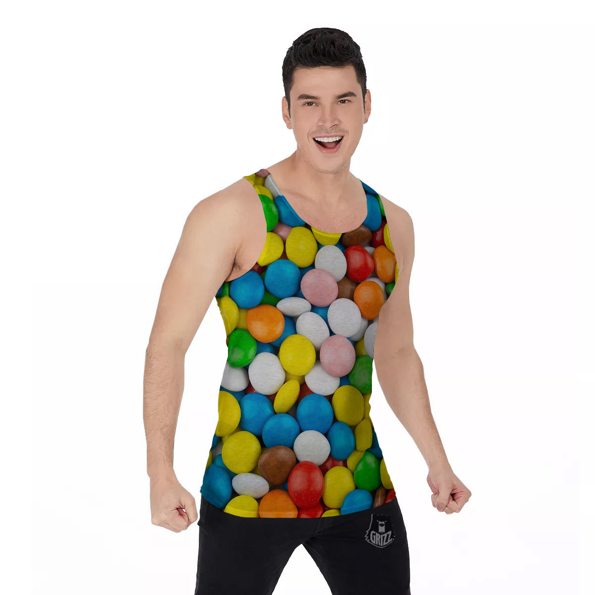 Candy Chocolate Colorful Print Men's Tank Top-grizzshop
