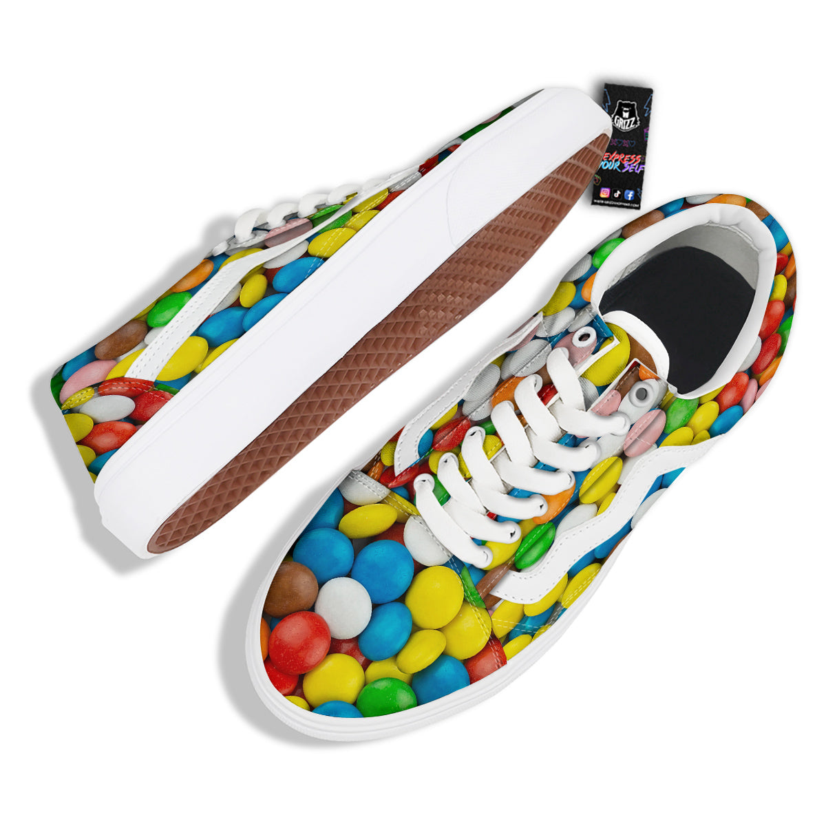 Candy Chocolate Colorful Print Skate Shoes-grizzshop
