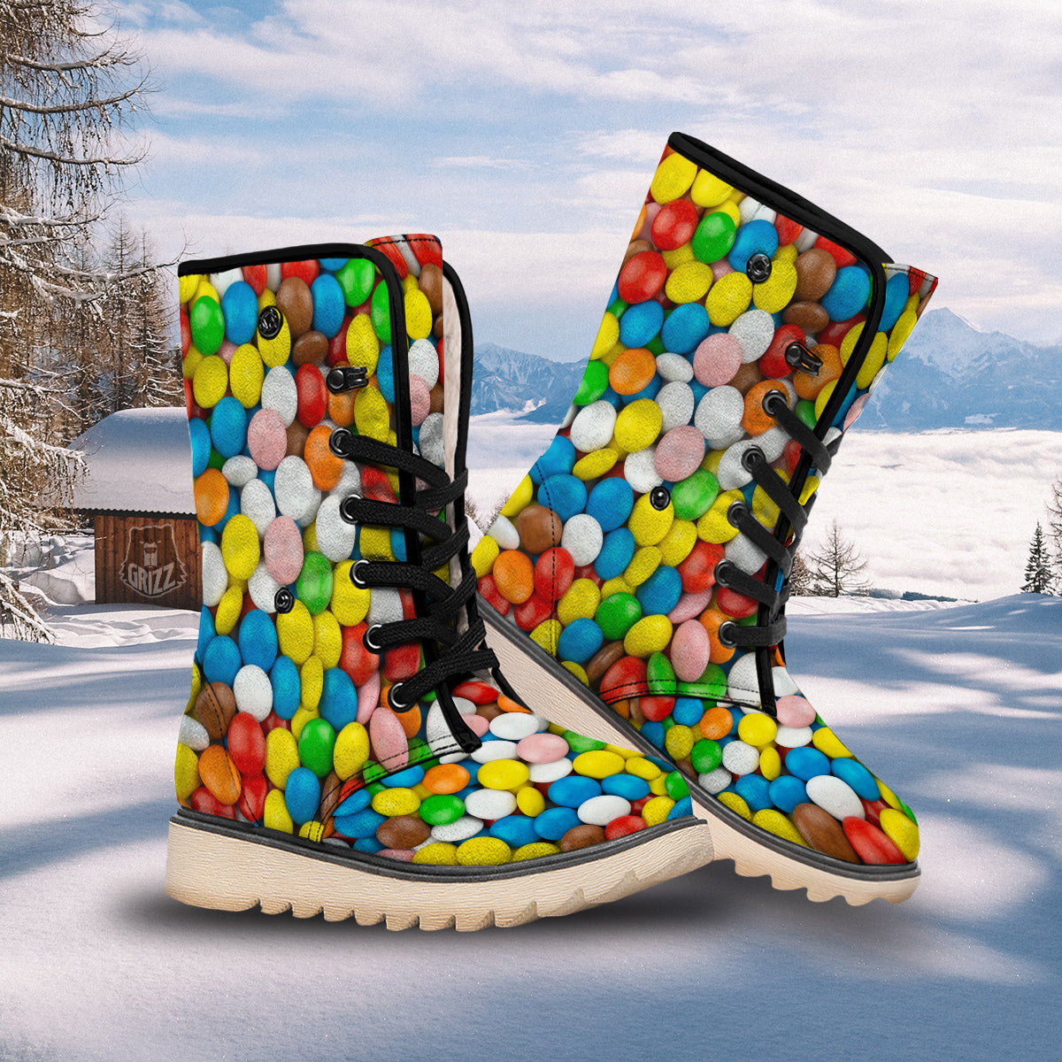 Candy Chocolate Colorful Print Snow Boots-grizzshop