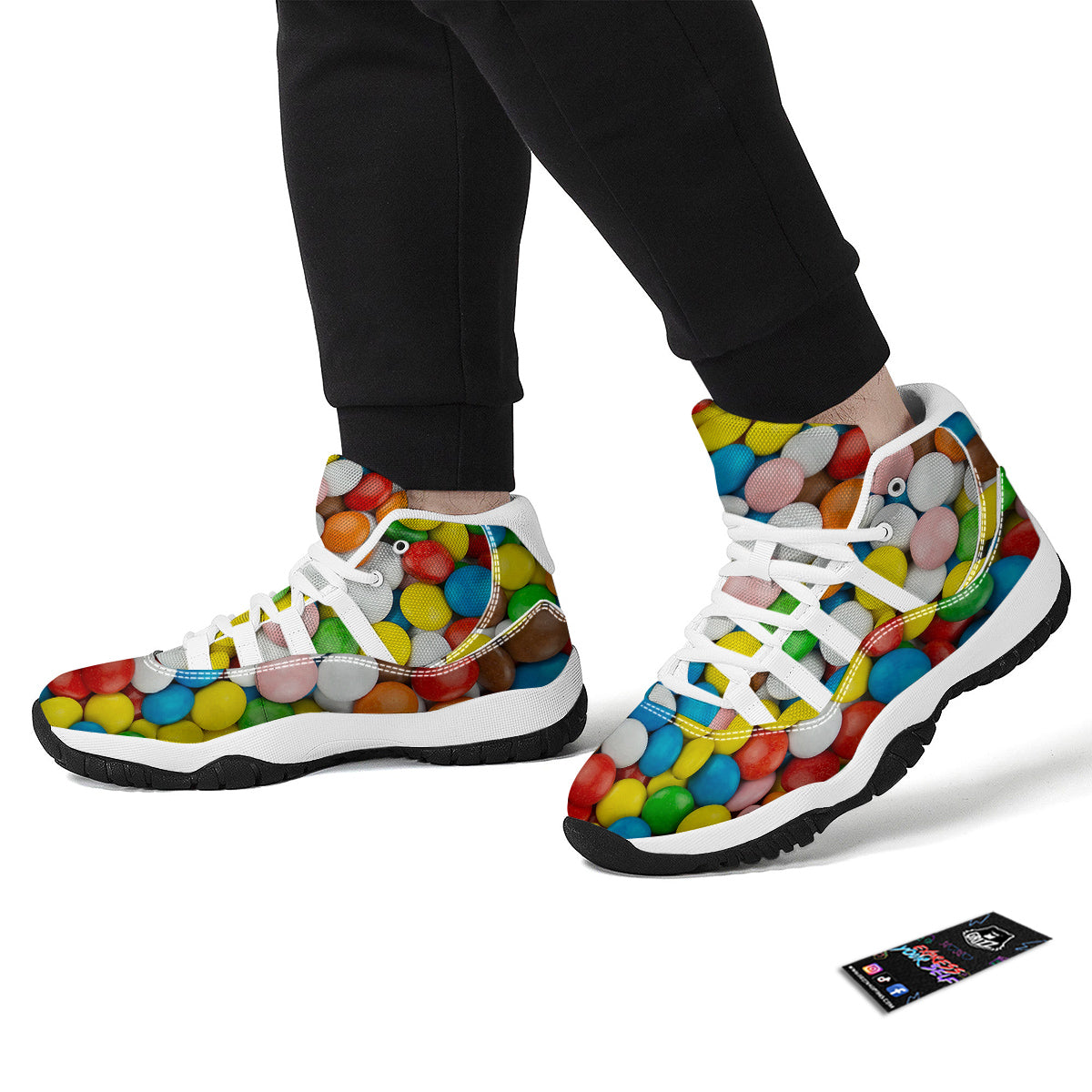 Candy Chocolate Colorful Print White Bball Shoes-grizzshop