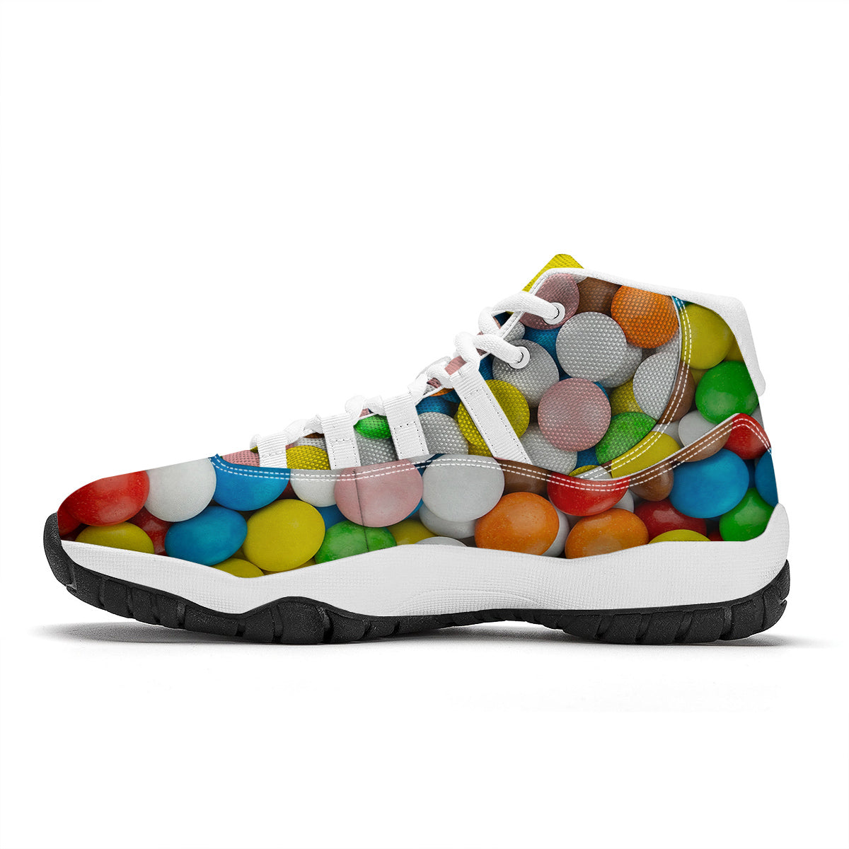 Candy Chocolate Colorful Print White Bball Shoes-grizzshop