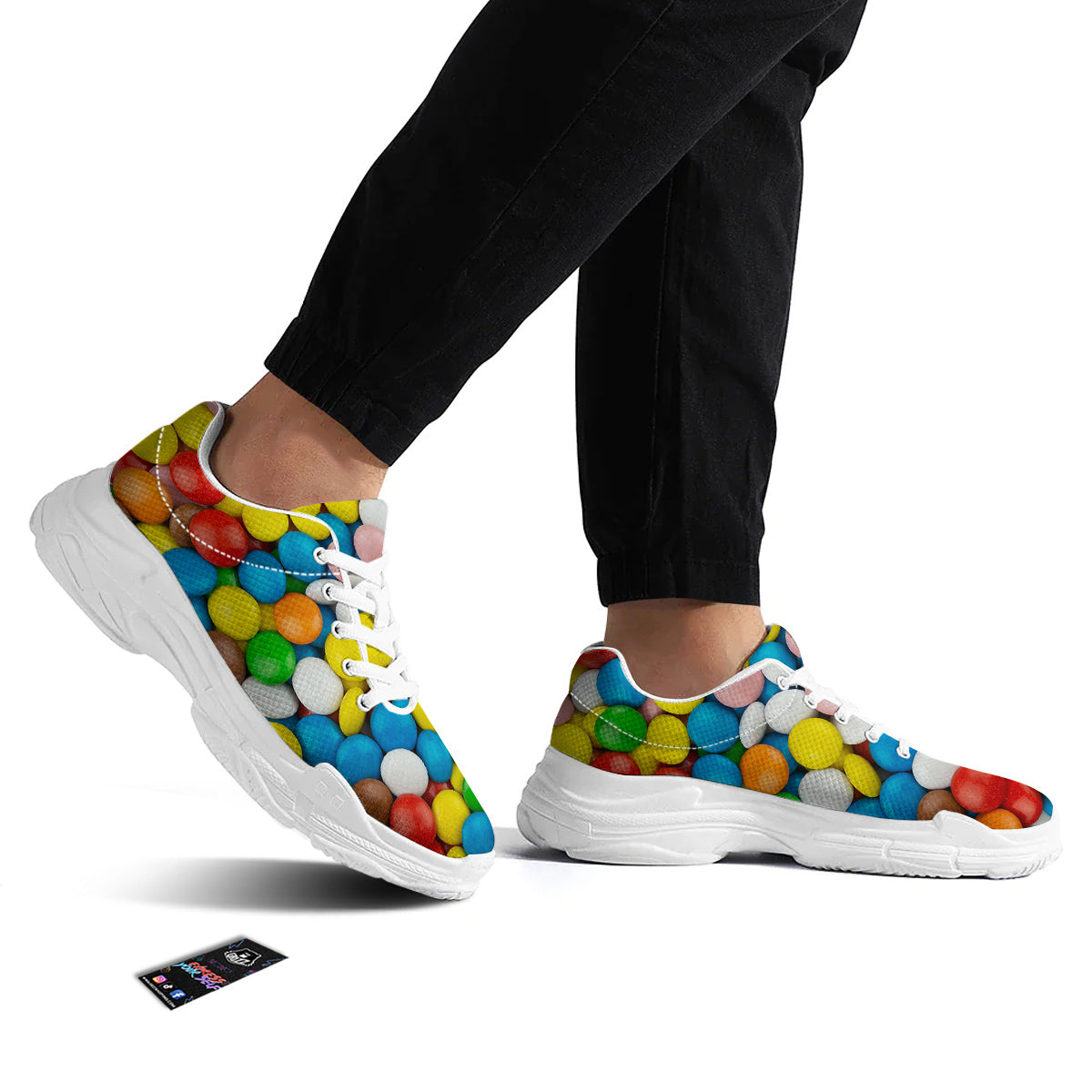 Candy Chocolate Colorful Print White Chunky Shoes-grizzshop