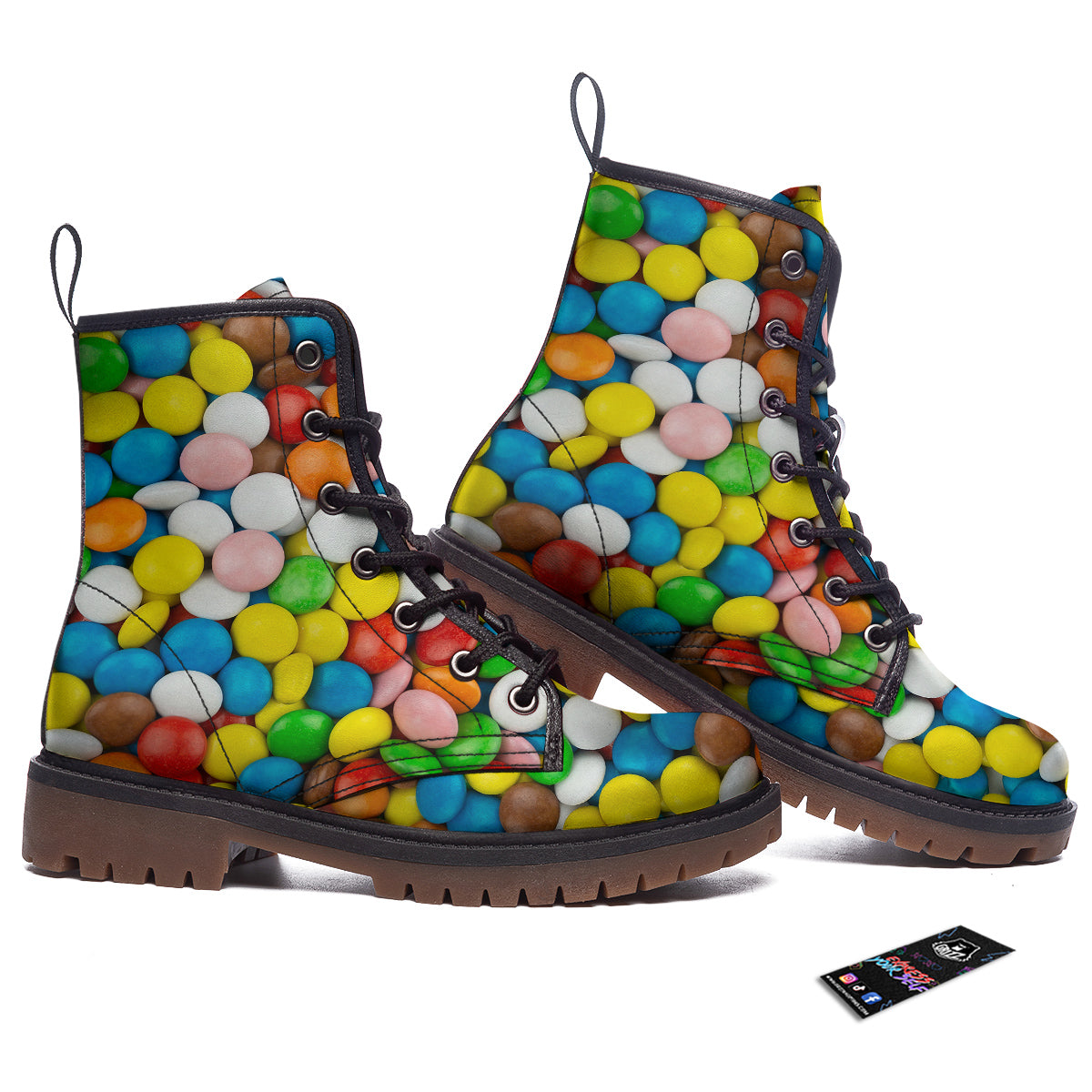 Candy Chocolate Colorful Print Work Boots-grizzshop