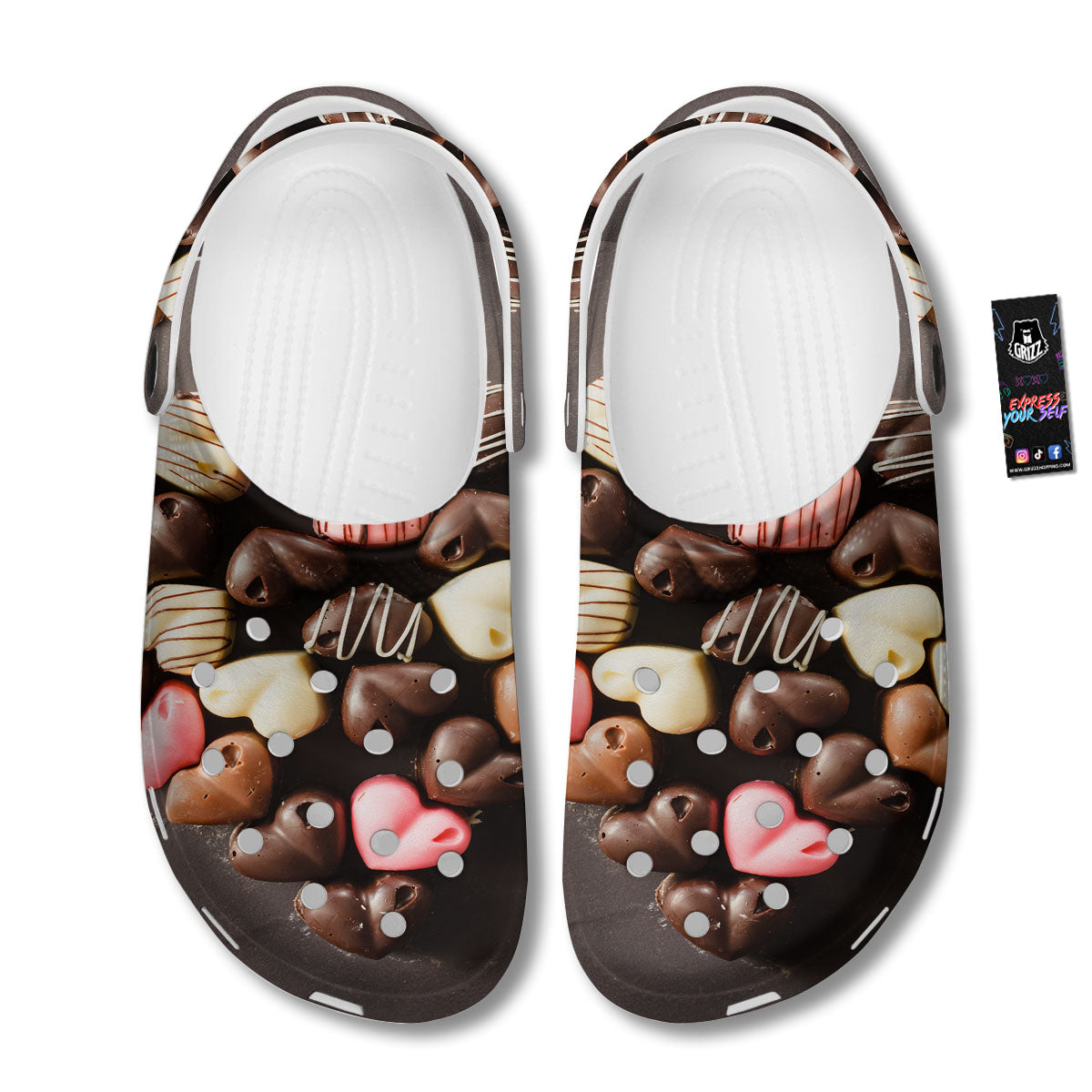 Candy Chocolate Heart Print Clog-grizzshop