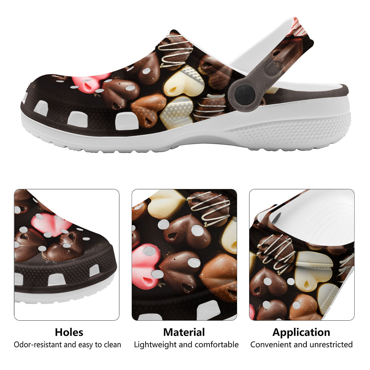 Candy Chocolate Heart Print Clog-grizzshop