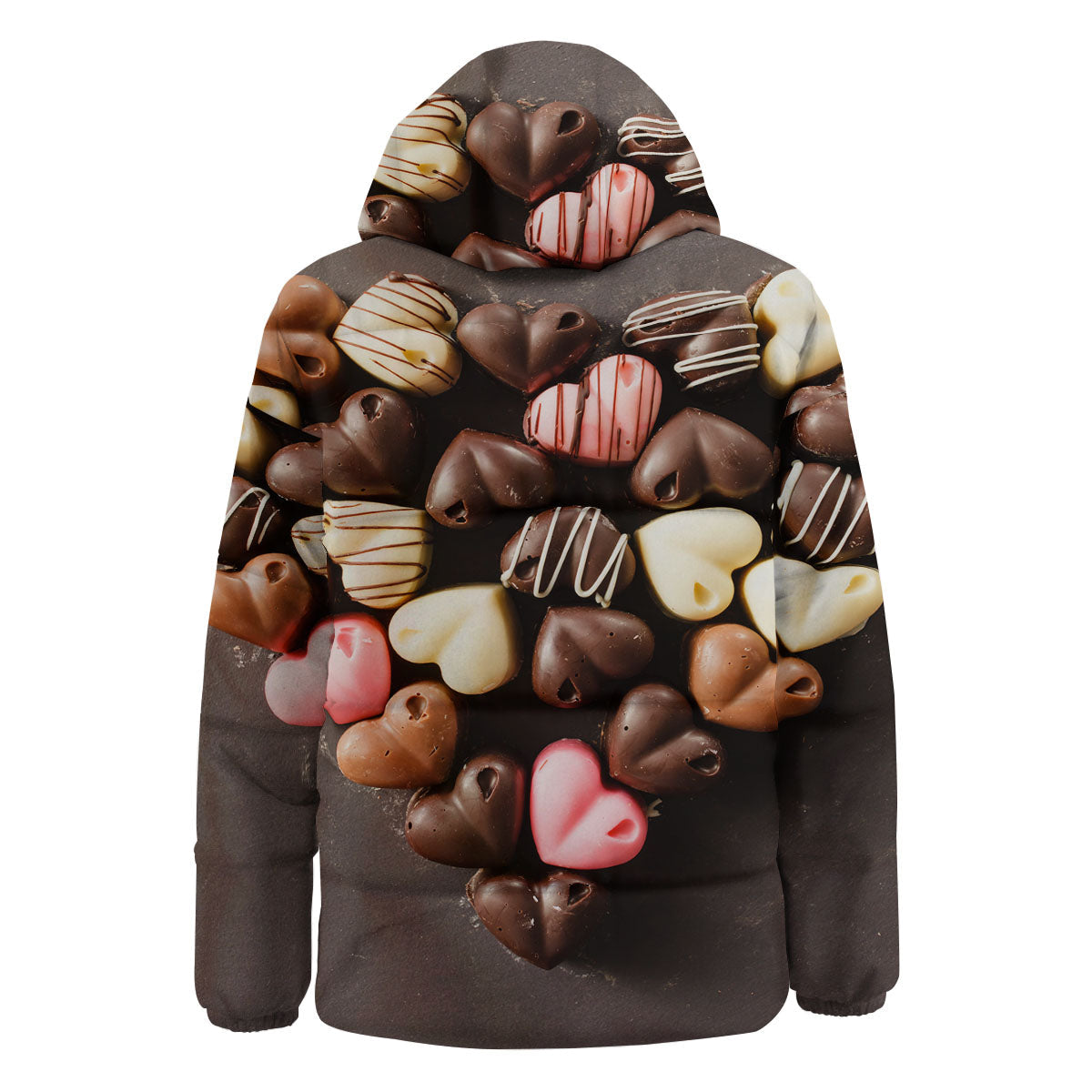 Candy Chocolate Heart Print Down Jacket-grizzshop