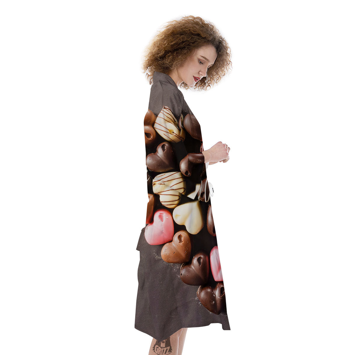 Candy Chocolate Heart Print Kimono-grizzshop