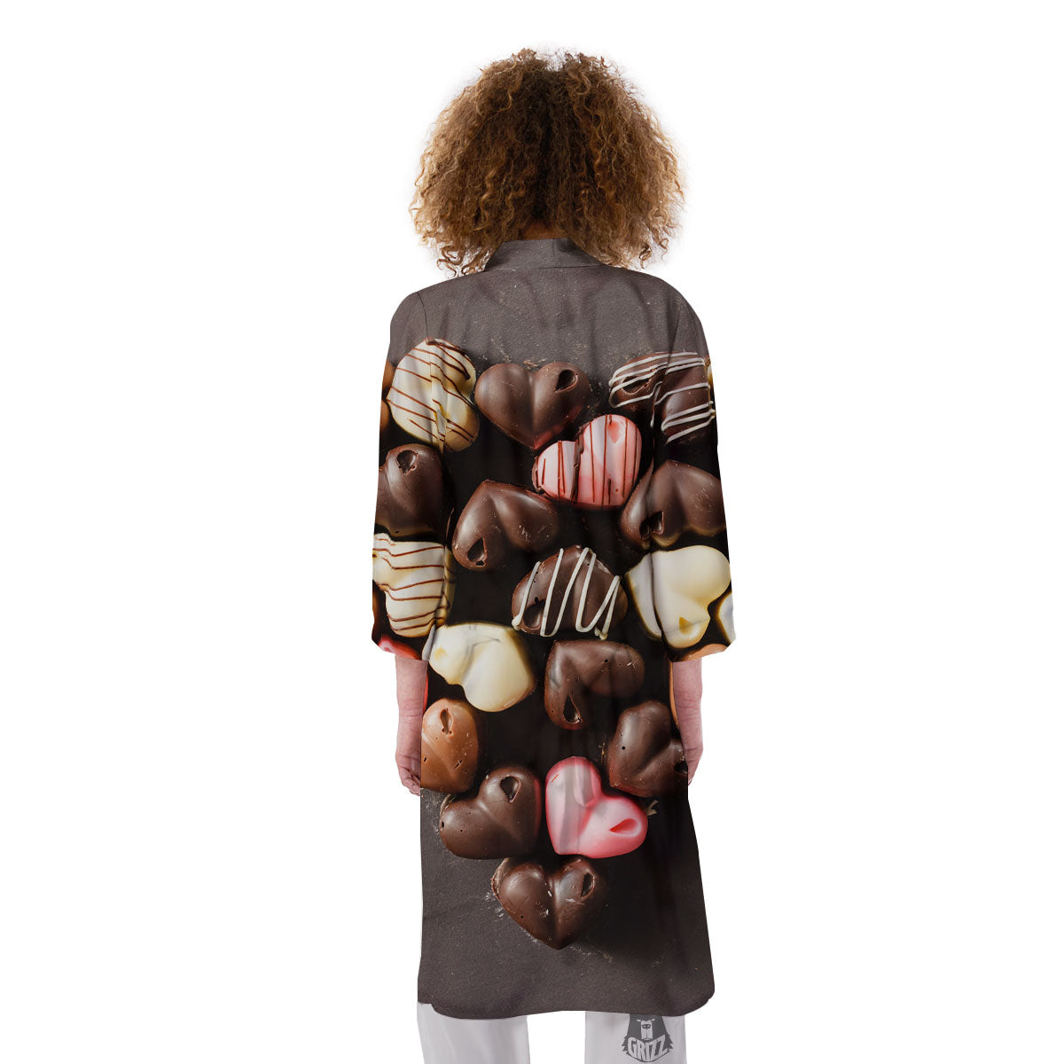 Candy Chocolate Heart Print Kimono-grizzshop