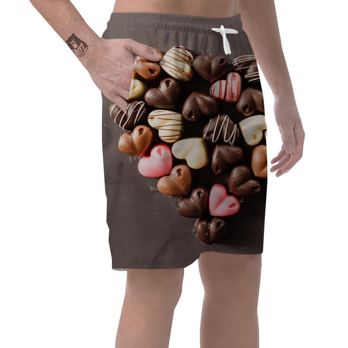Candy Chocolate Heart Print Men's Shorts-grizzshop