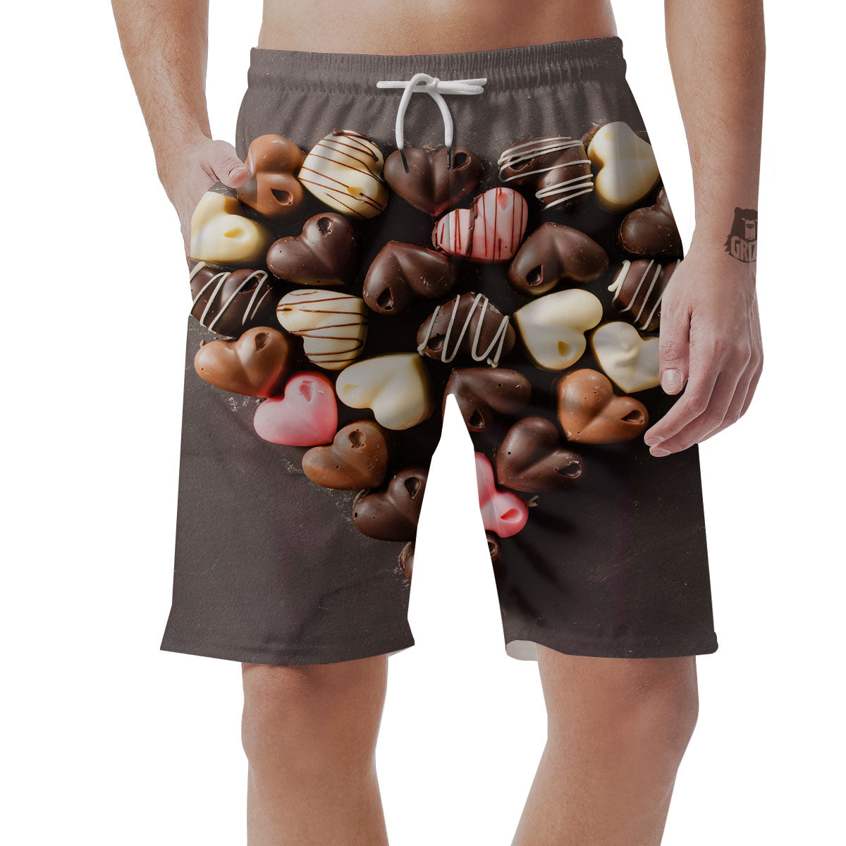 Candy Chocolate Heart Print Men's Shorts-grizzshop