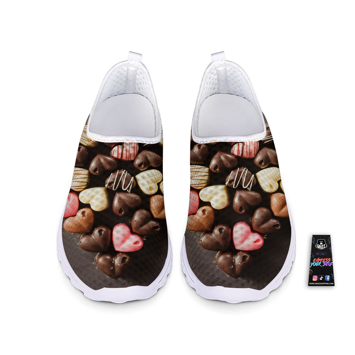 Candy Chocolate Heart Print Nurse Shoes-grizzshop
