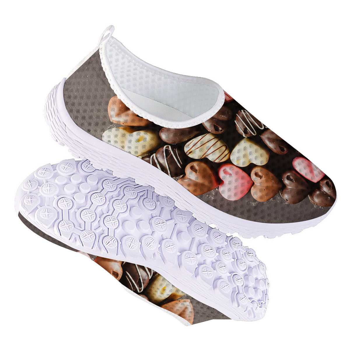 Candy Chocolate Heart Print Nurse Shoes-grizzshop