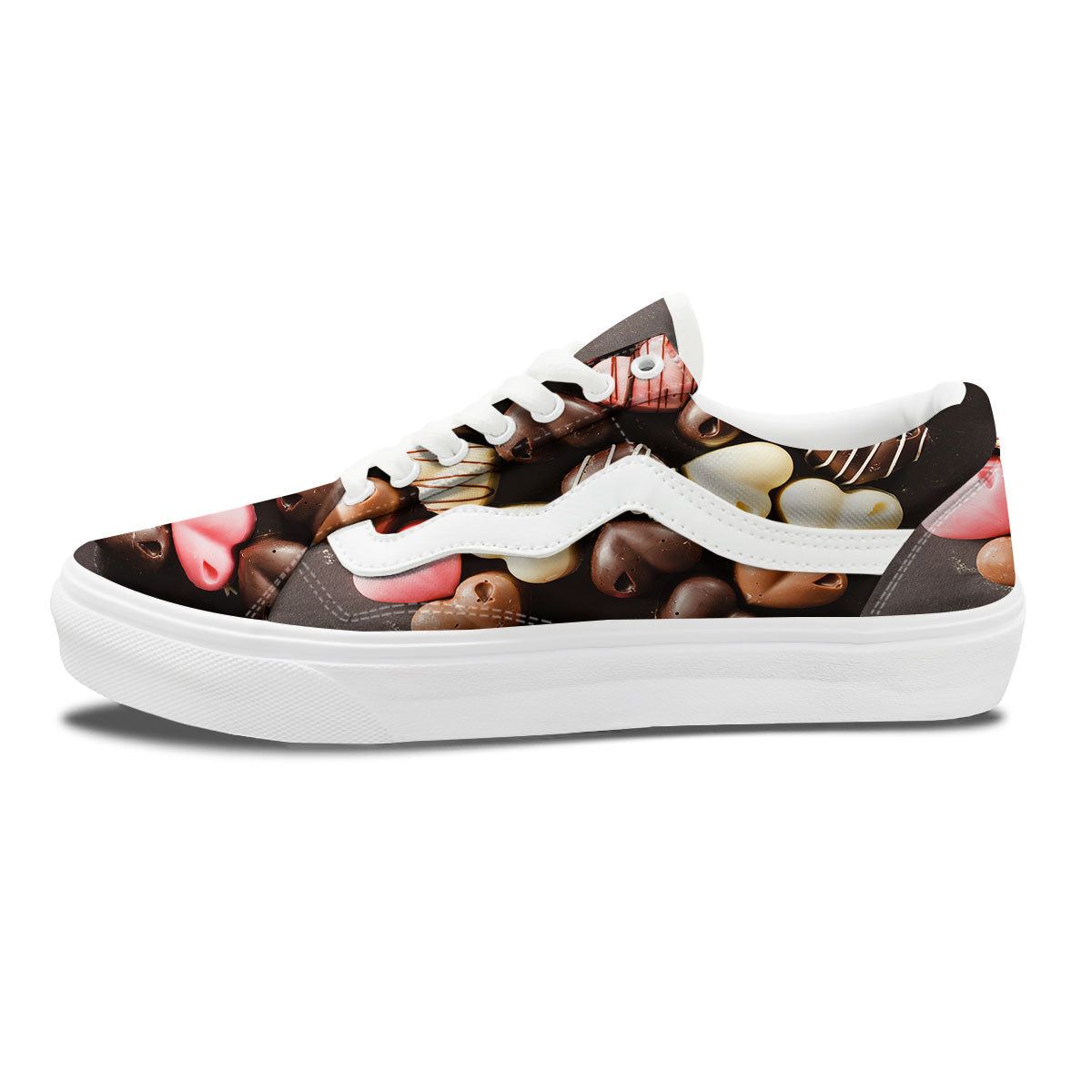 Candy Chocolate Heart Print Skate Shoes-grizzshop