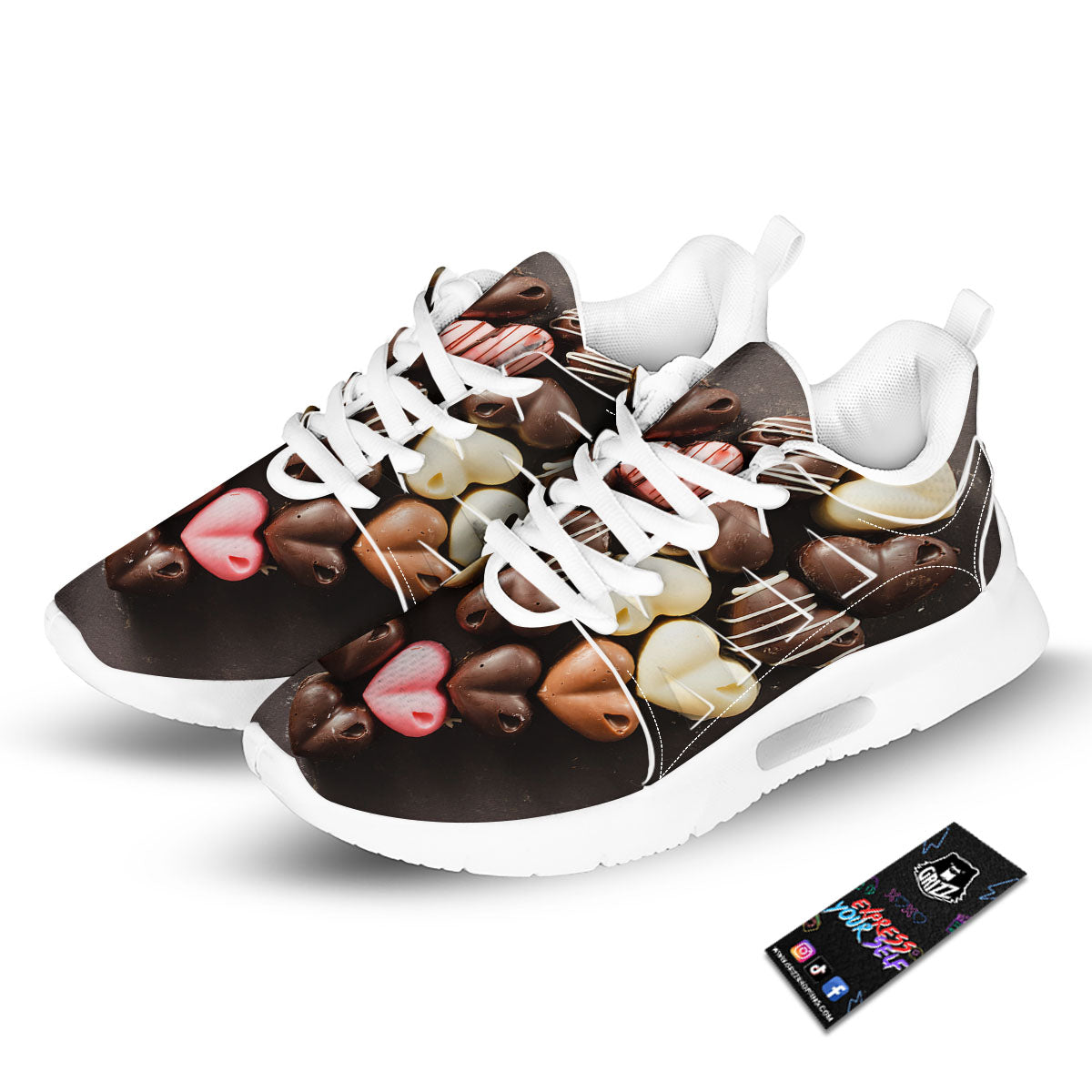 Candy Chocolate Heart Print Tennis Shoes-grizzshop