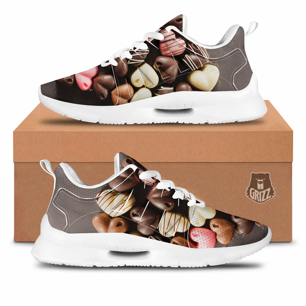 Candy Chocolate Heart Print Tennis Shoes-grizzshop