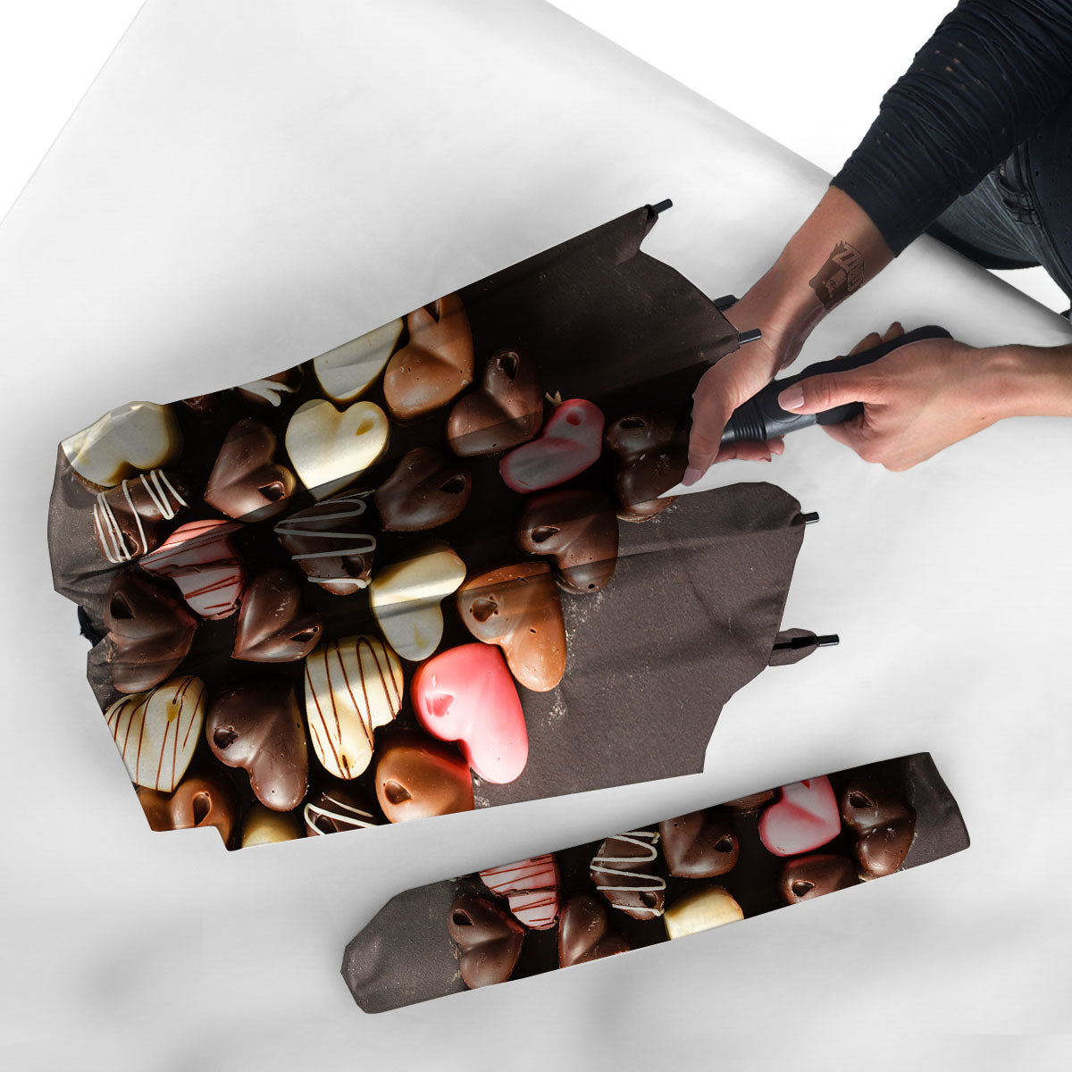Candy Chocolate Heart Print Umbrella-grizzshop