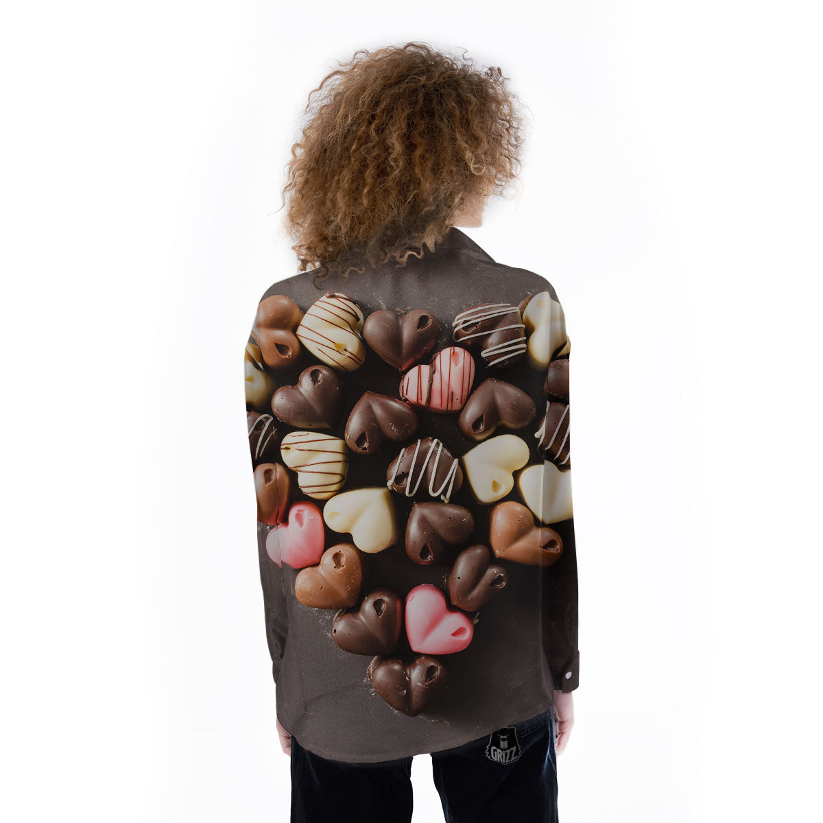 Candy Chocolate Heart Print Women's Long Sleeve Shirts-grizzshop