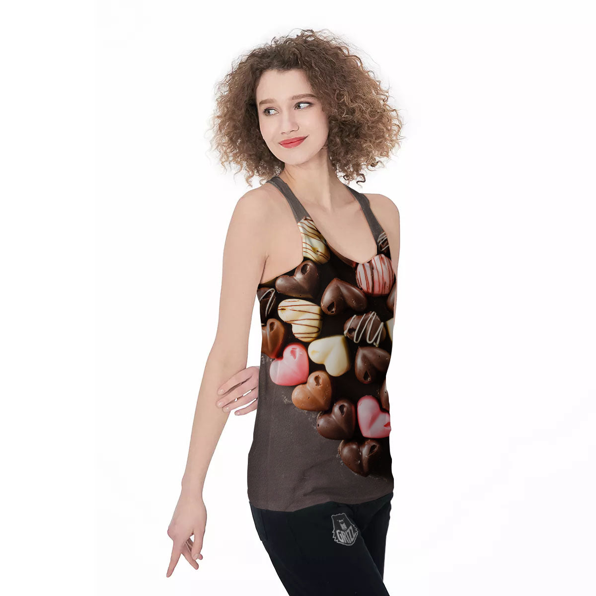 Candy Chocolate Heart Print Women's Racerback Tank Top-grizzshop