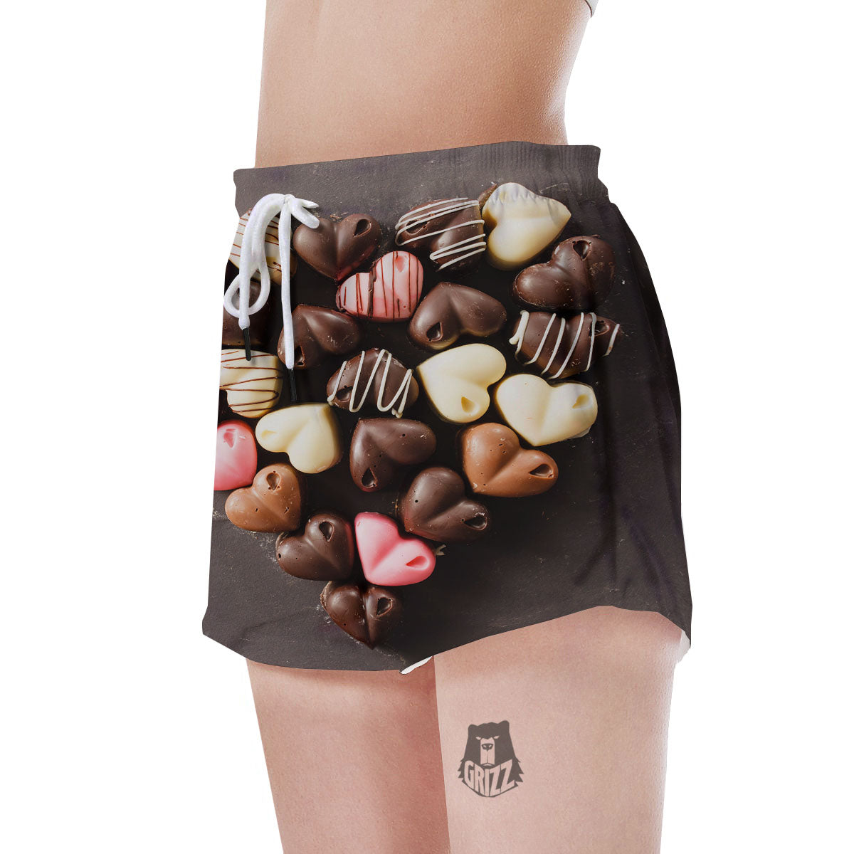 Candy Chocolate Heart Print Women's Shorts-grizzshop