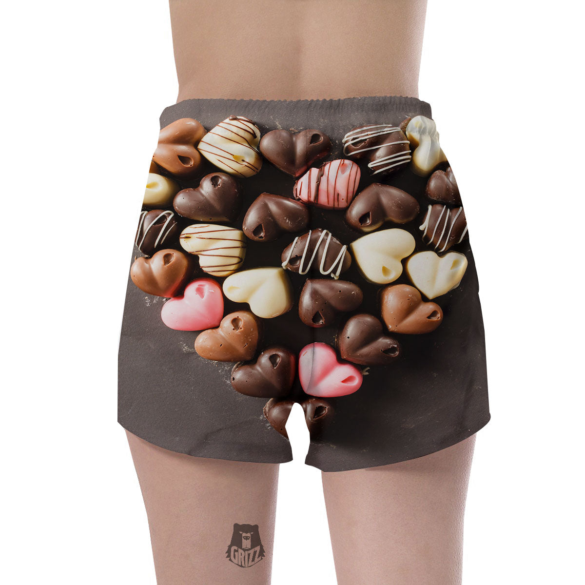 Candy Chocolate Heart Print Women's Shorts-grizzshop