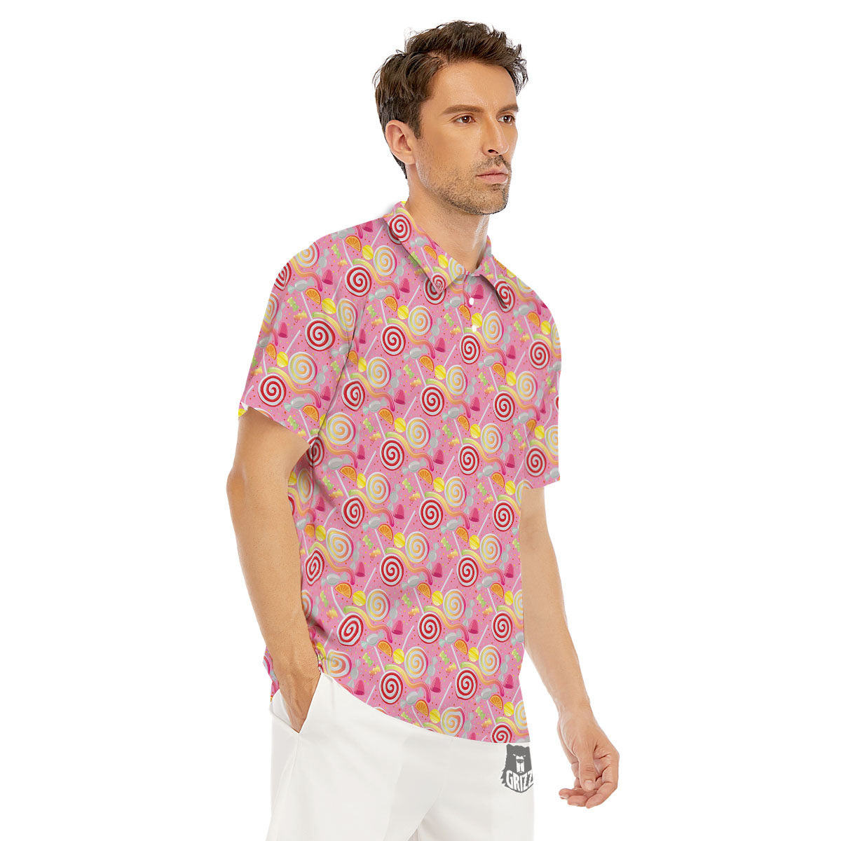 Candy Colorful Print Pattern Men's Golf Shirts-grizzshop