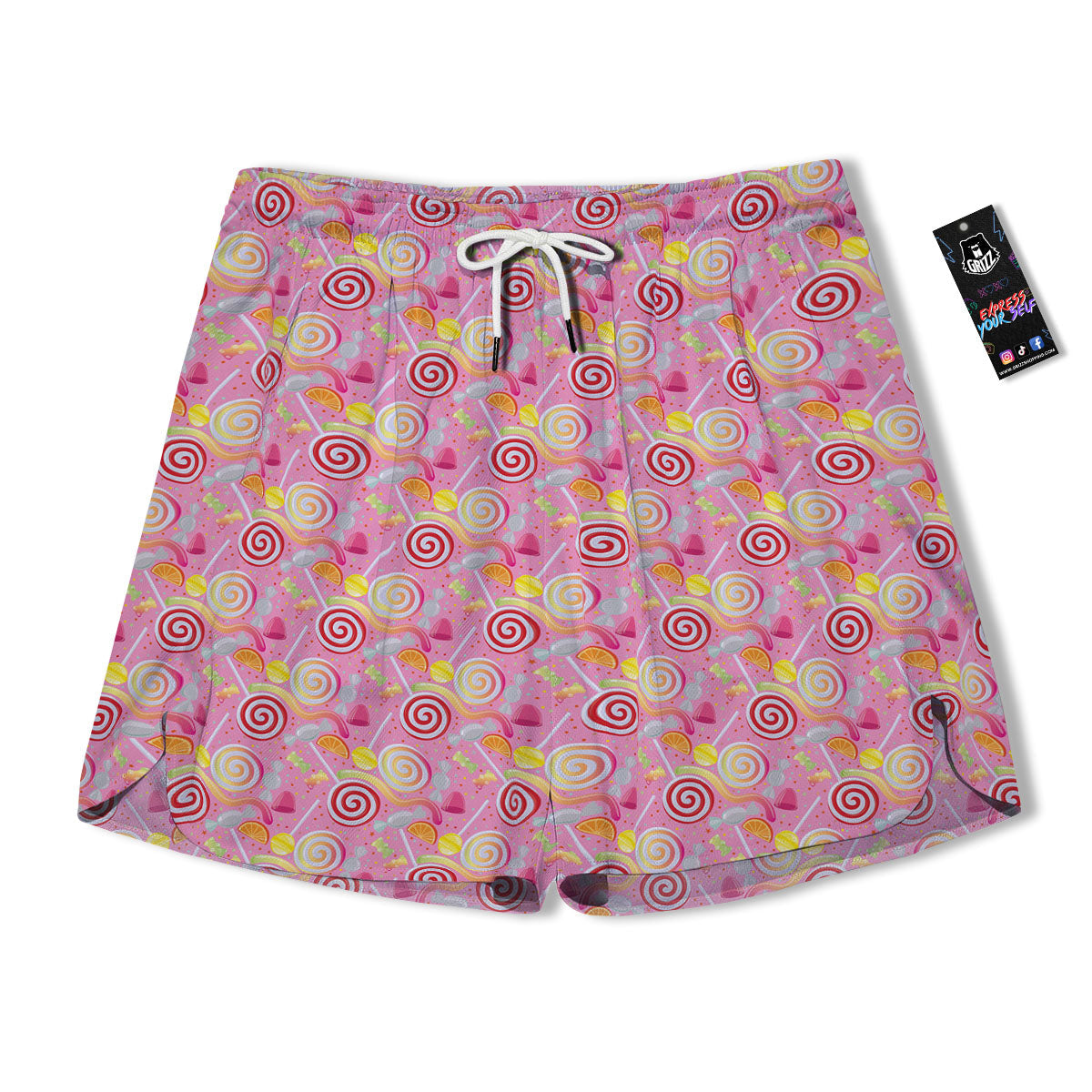 Candy Colorful Print Pattern Men's Running Shorts-grizzshop
