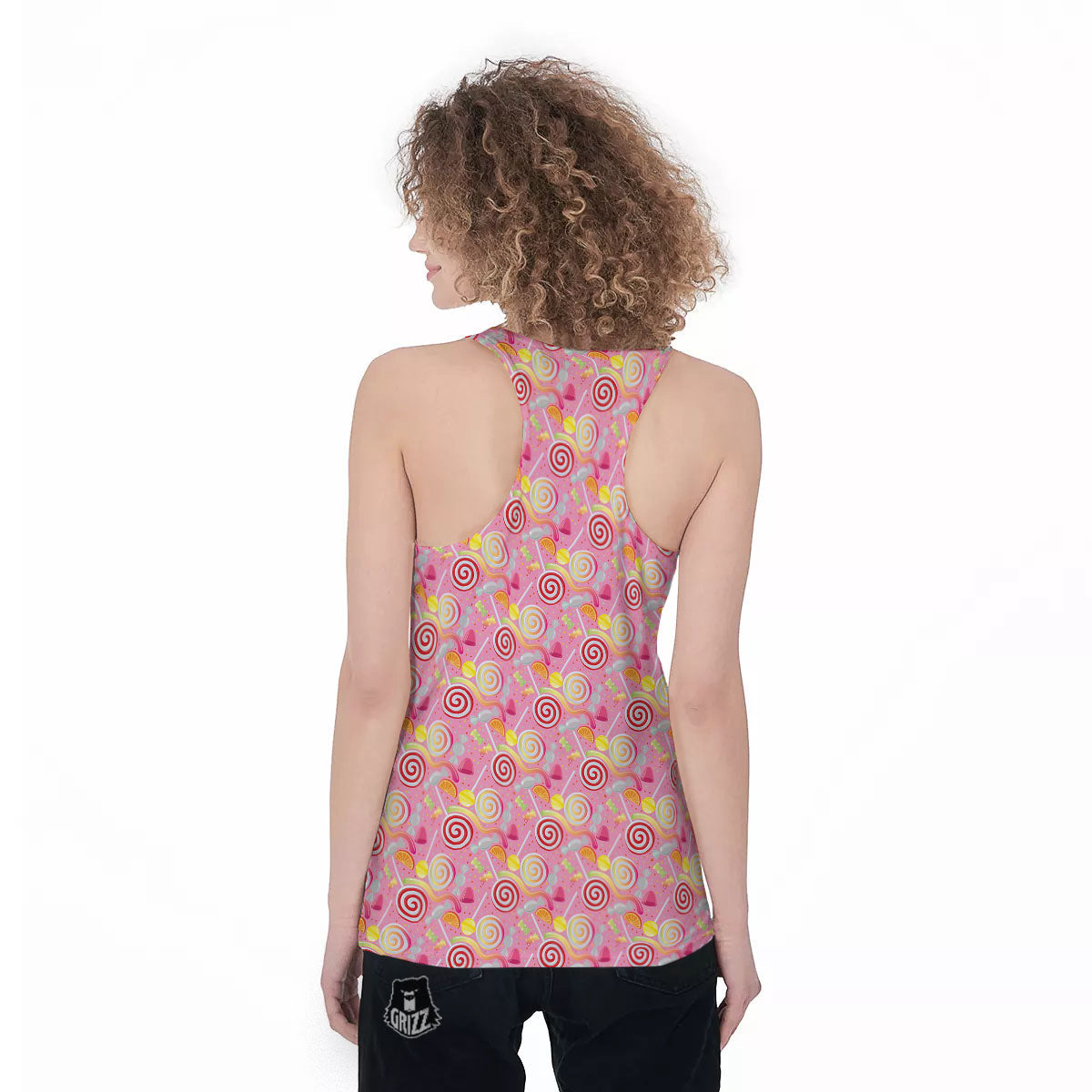 Candy Colorful Print Pattern Women's Racerback Tank Top-grizzshop