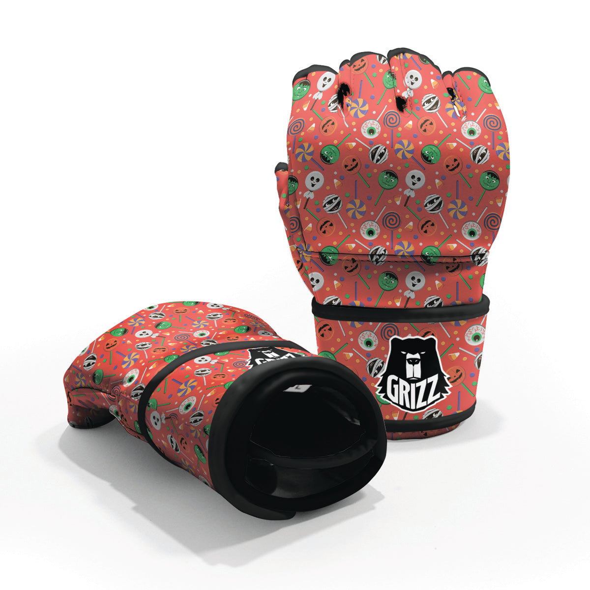 Candy Cute Halloween Print Pattern MMA Gloves-grizzshop