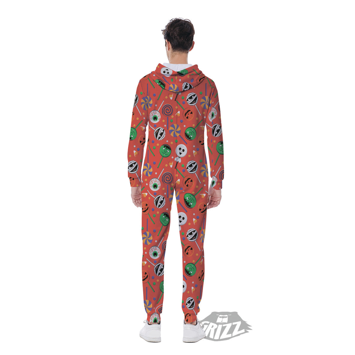 Candy Cute Halloween Print Pattern Men's Jumpsuit-grizzshop