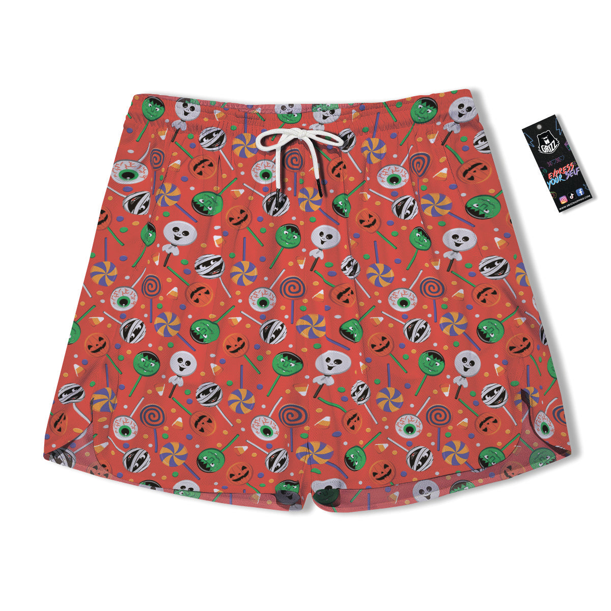 Candy Cute Halloween Print Pattern Men's Running Shorts-grizzshop