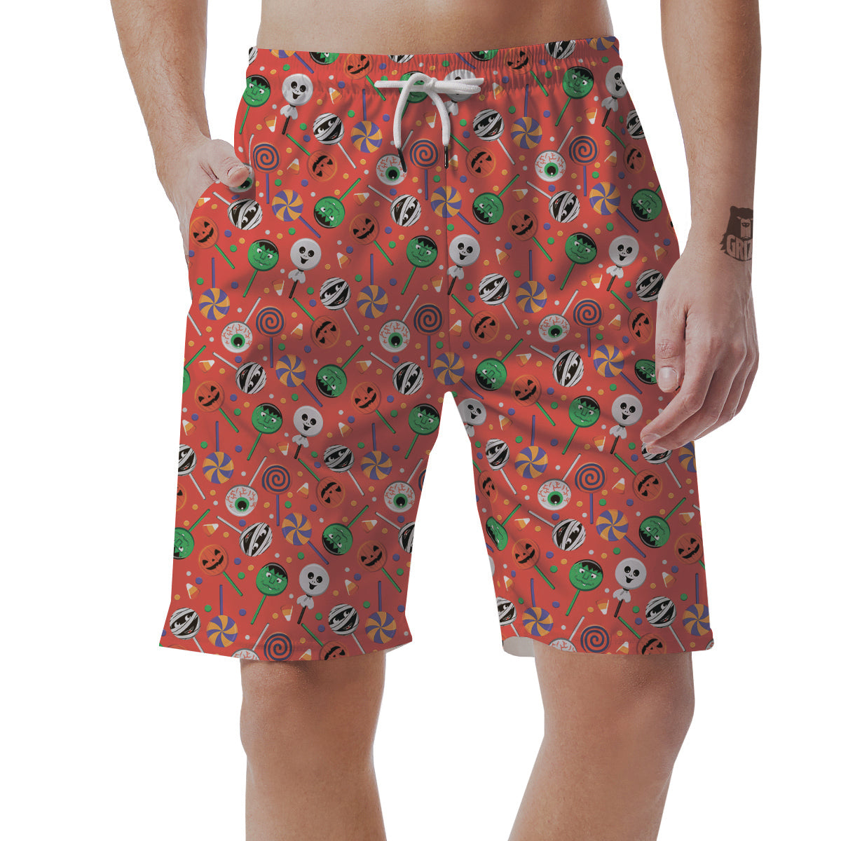 Candy Cute Halloween Print Pattern Men's Shorts-grizzshop