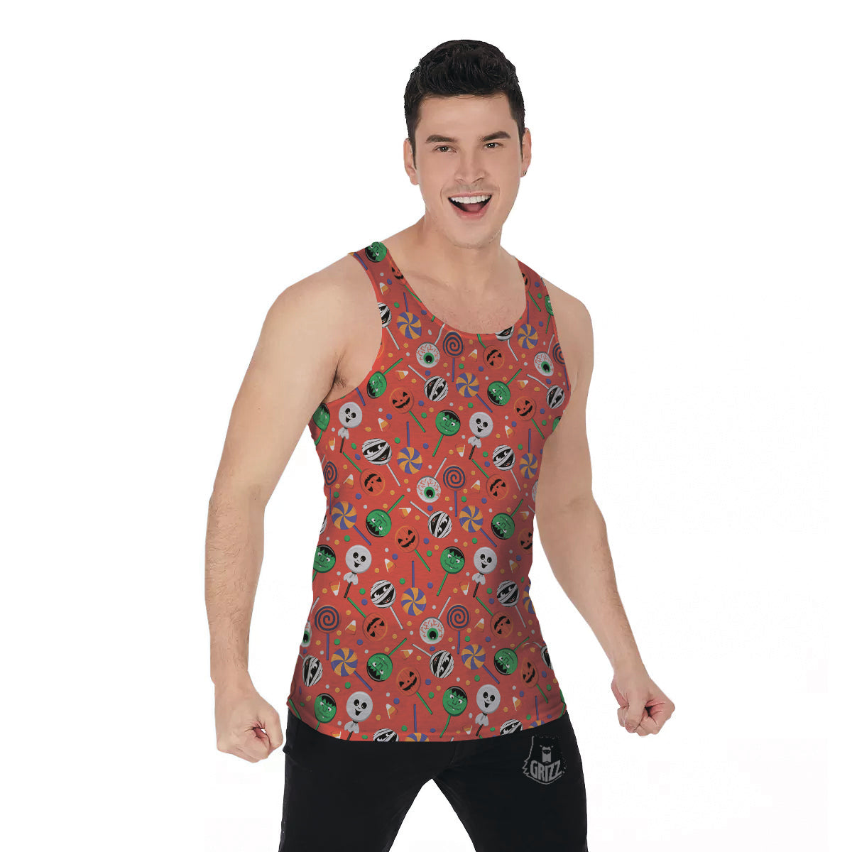 Candy Cute Halloween Print Pattern Men's Tank Top-grizzshop