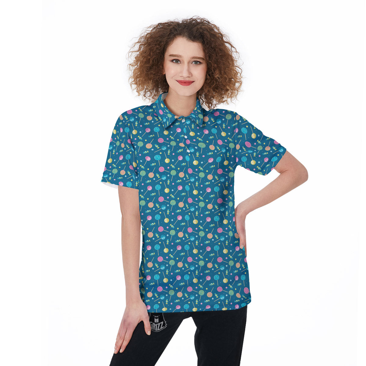 Candy Cute Print Pattern Women's Golf Shirts-grizzshop