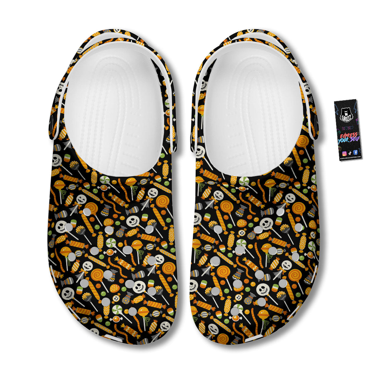 Candy Halloween Print Pattern Clog-grizzshop