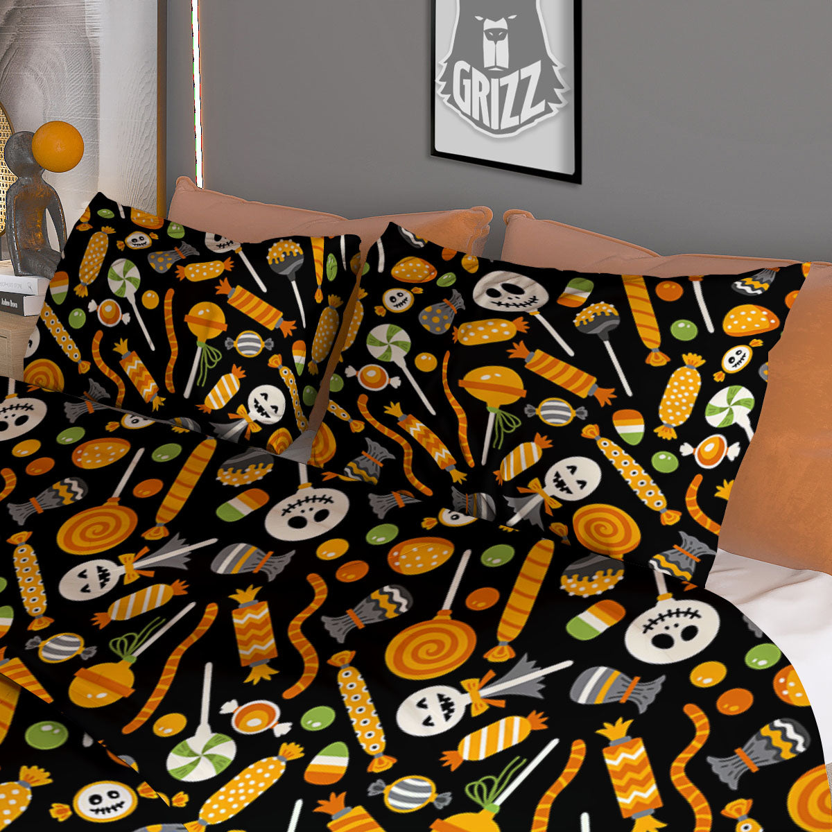 Candy Halloween Print Pattern Duvet Cover Bedding Set
